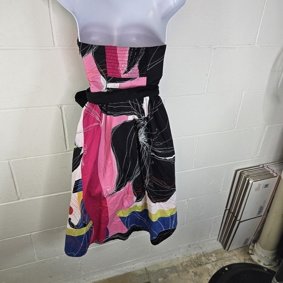 Anthropologie Maeve bright 80s style strapless abstract bright floral dress - Picture 8 of 13